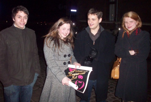 Matt, Caroline shamelessly advertising, Andrew and Sona