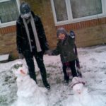 Saoirse and Sean with Snow Saoirse and Snow Sean