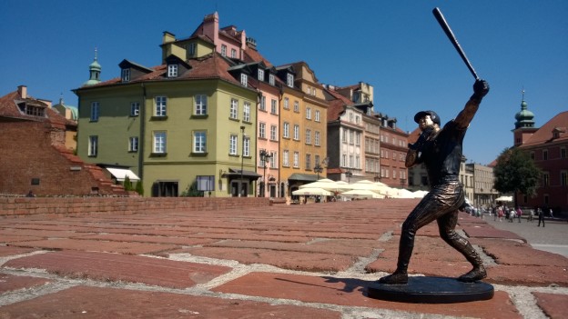 A baseball player (don't ask) in Warsaw's Old Town