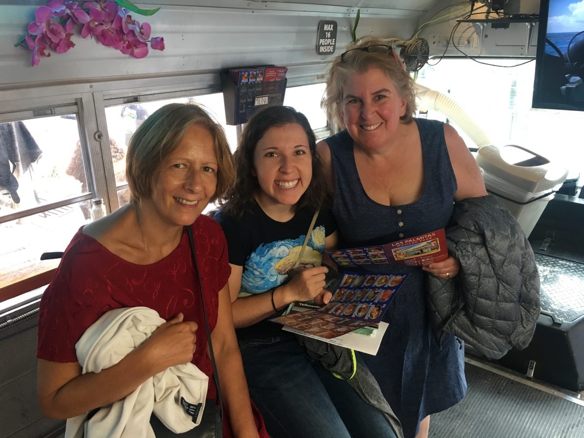 In the Las Palmitas Mexican food bus in West Yellowstone