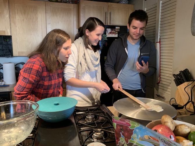 Lefse making with Catherine and AJ
