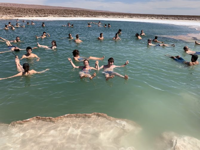 Floating on the salty lagoon