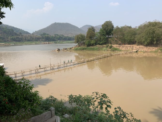 A bamboo bridge crossing