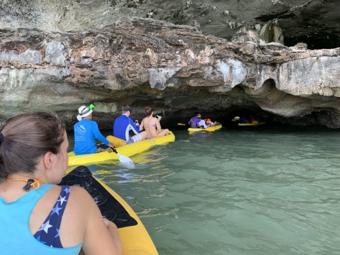 Queuing to enter the cave