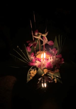 Our krathong, in a photo which hides some of the rough edges