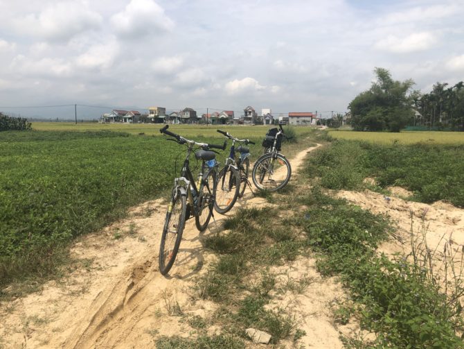 Taking a break during one of the sandier parts of the ride