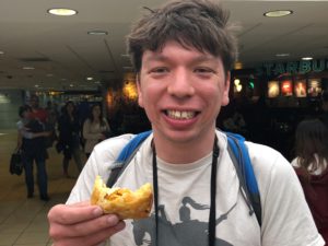 Furthest West: Clearly delighted to find food at Jorge Chavez International Airport in Lima, Peru