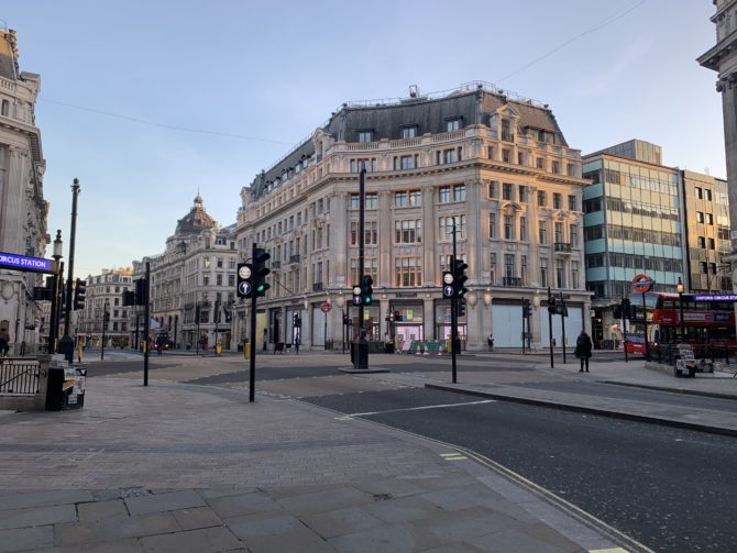 An almost-empty Oxford Circus