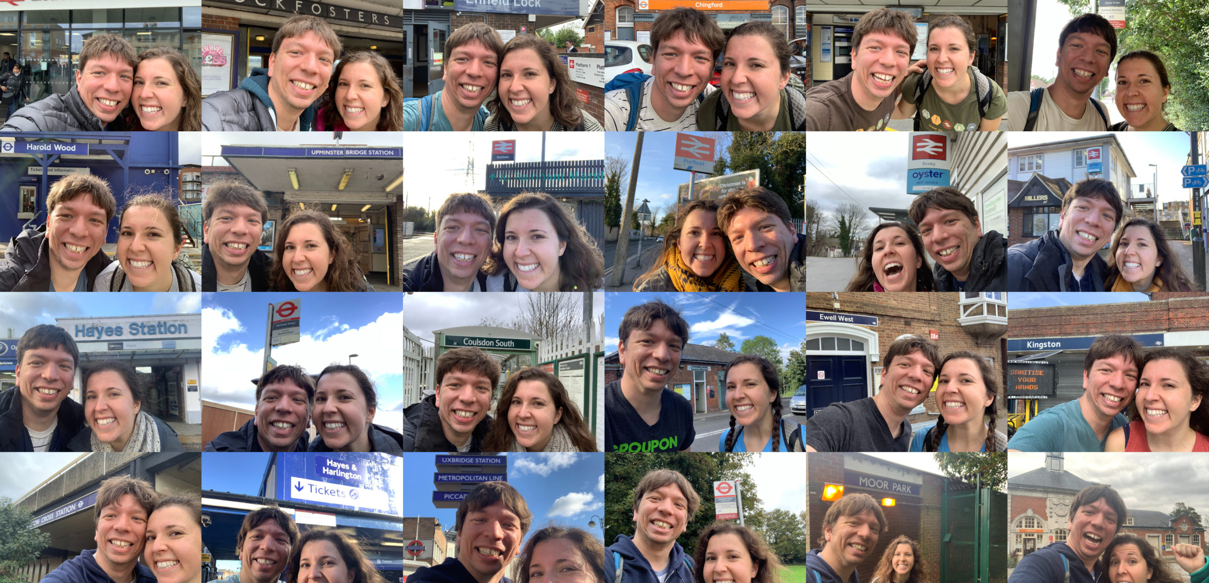 The real purpose of this exercise was to assemble a set of 24 selfies from each section's transport stop