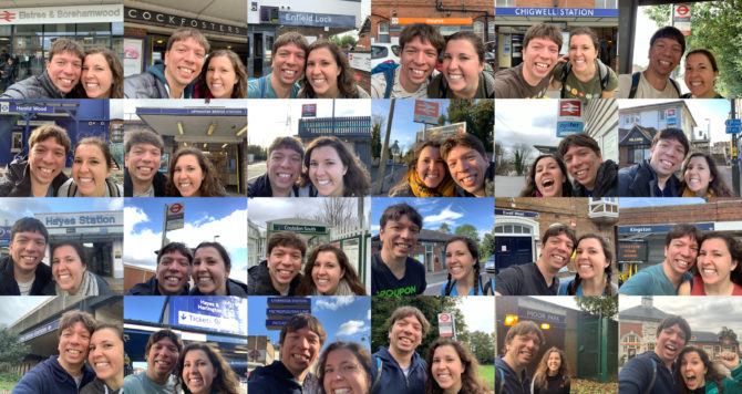 The real purpose of this exercise was to assemble a set of 24 selfies from each section's transport stop