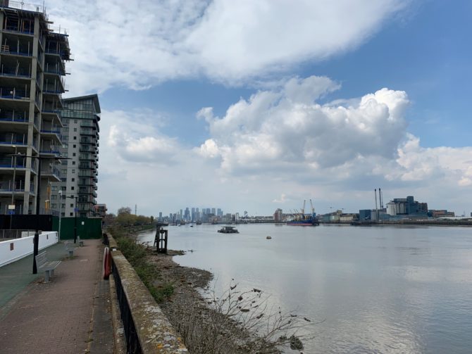 We start along the Thames Path...