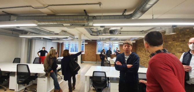 I am mesmerised by how sceptical I look at the visit to the new office