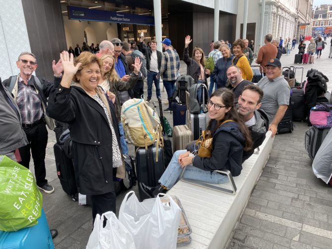 Some of our highly organised crowd outside Paddington