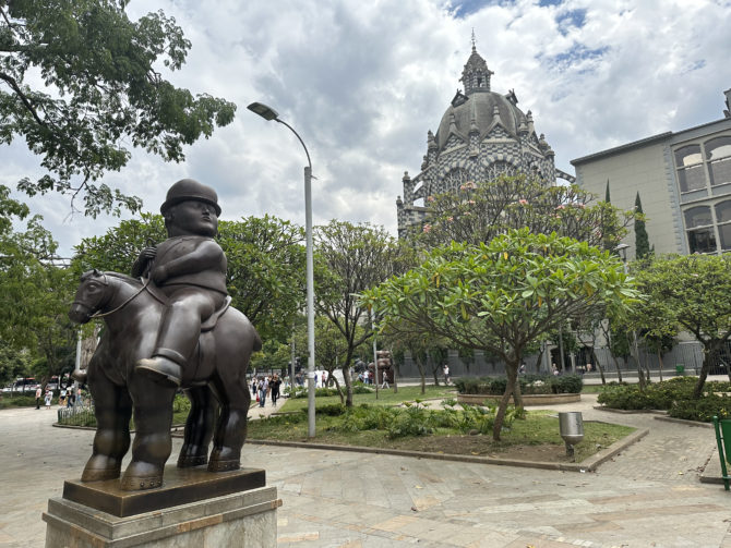 One of the Botero statues outside the Rafael Uribe Uribe Palace of Culture