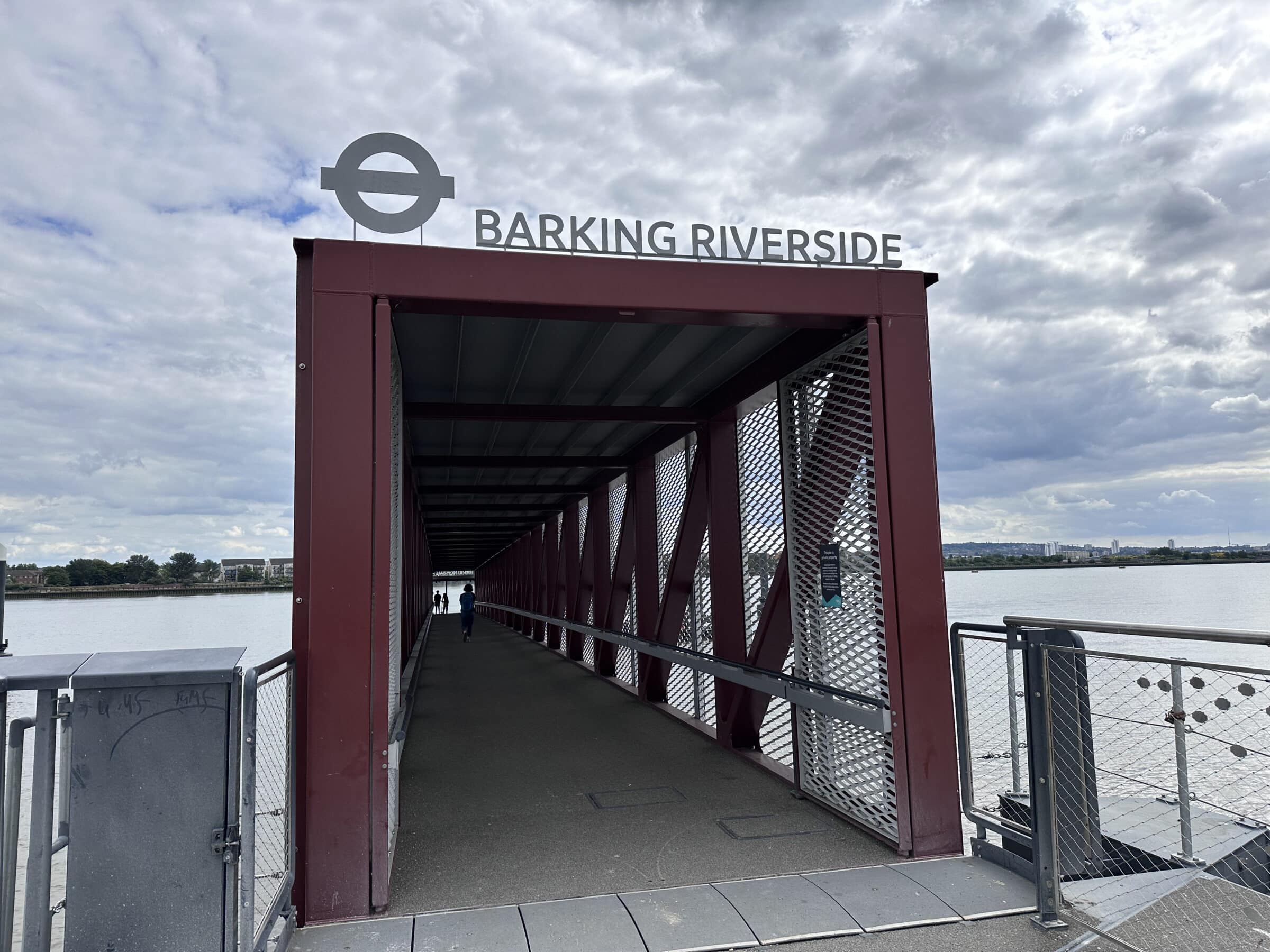 Barking Riverside pier, from which you can sail back into town