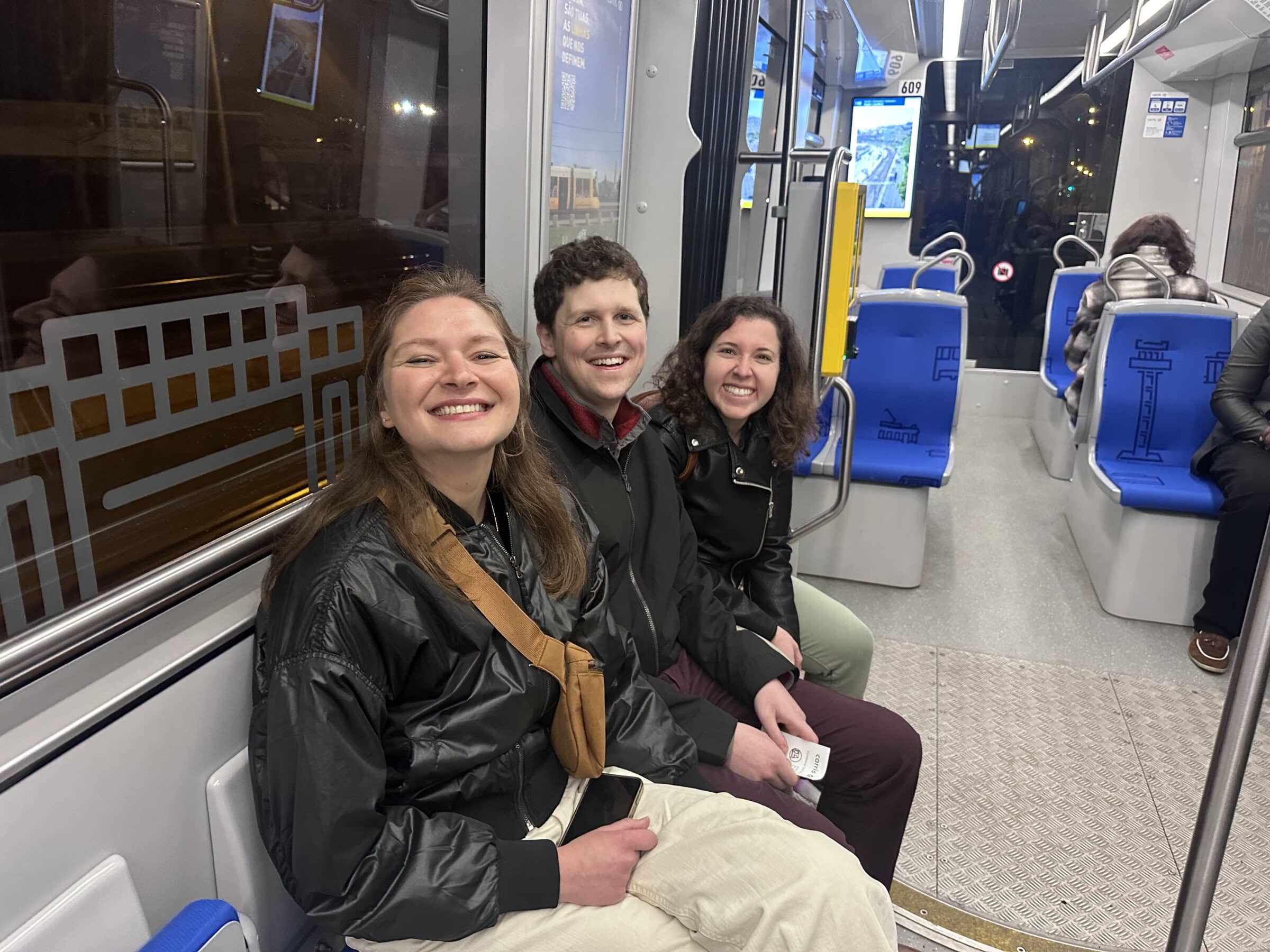 Melissa, Mike and Randi on a less adorable tram on Saturday night