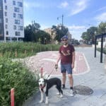 Todd and Dolly at the newly pedestrianised Logan Square, which is such a dramatic improvement!